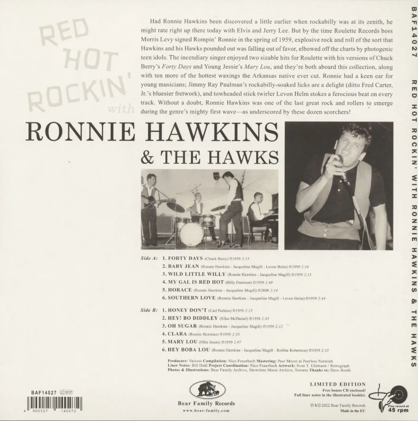 Hawkins, Ronnie - Red Hot Rockin' With Ronnie Hawkins ( Ltd 10" + CD ) - Afbeelding 2