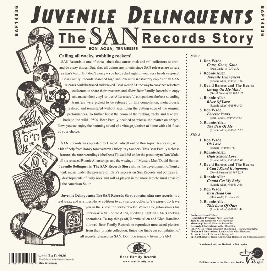V.A. - Juvenile Delinquents : The San Records Story ( 10 Inch Lp ) - Afbeelding 2