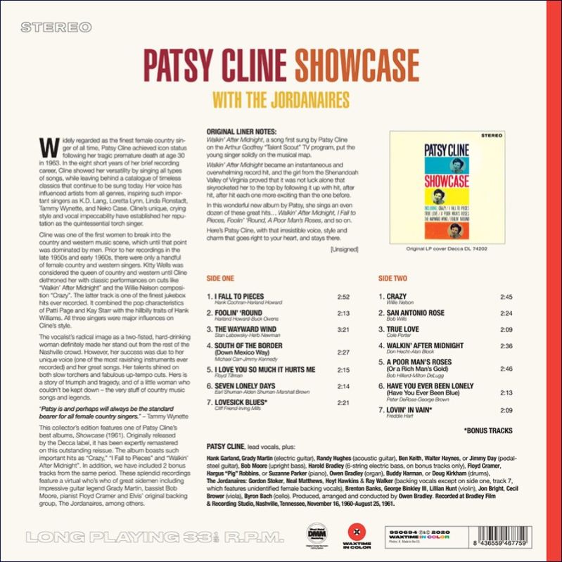 Cline, Patsy - Showcase With The Jordanaires ( LP ) - Image 2